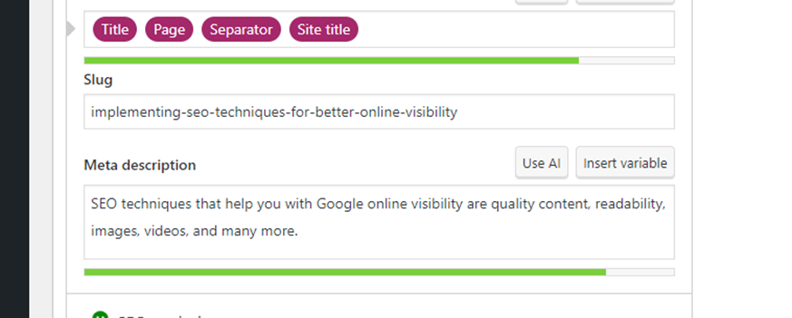 Meta Description and Permalink 